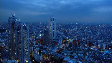 تصویر برج های سه گانه معروف واقع در شهر توکیو ژاپن با کیفیت HD