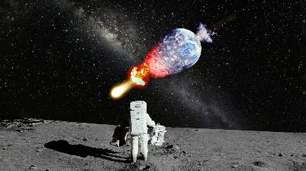 عکس نگاه کردن فضانورد ناسا به نابودی کره زمین توسط شهاب سنگ غول پیکر