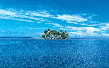 عکس جزیره کوچک و رویایی در اقیانوس برای پروفایل و پس زمینه