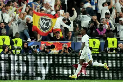 عکس وینیسیوس جونیور بعد از گل زدن به لیورپول در فینال لیگ قهرمانان اروپا 2022