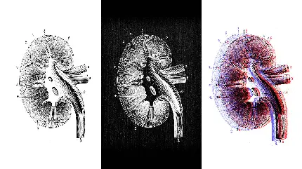 عکس کلیه های انسان در سه طرح و رنگ مختلف