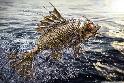 بک گراند ماهی با رنگ طلایی و سه بعدی