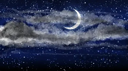 والپیپر ماه نورانی قشنگ با ابرهای تیره و روشن زیبا برای تصویر زمینه گوشی