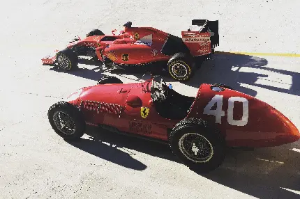 تصویر جالب از دو خودرو قدیمی و جدید فراری F1 در کنار هم با کیفیت عالی