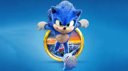 عکس سونیک Sonic در حال بیرون آمدن از حلقه طلایی