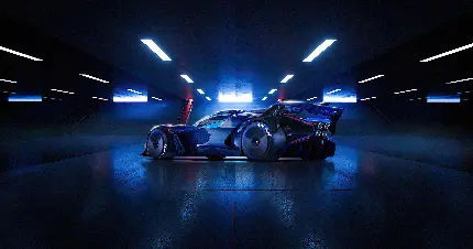 عکس ماشین مسابقه ای و آبی رنگ بوگاتی Bugatti