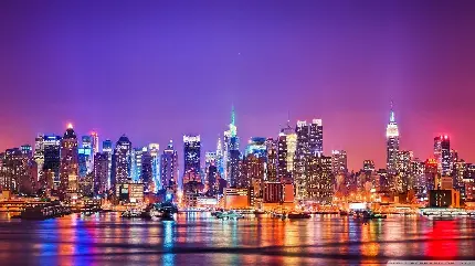 بک گراند و تصویر زمینه شهر نیویورک در شب برای دسکتاپ