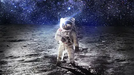 والپیپر فانتری و جالب فضانورد ناسا بر روی کره ماه برای کامپیوتر و لپتاپ