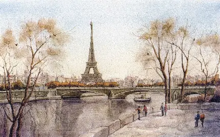 دانلود عکس نقاشی برج ایفل فرانسه با کیفیت و سایز مناسب