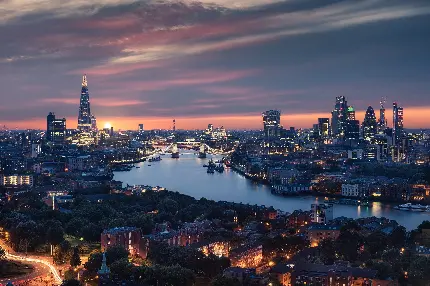 پس زمینه رودخانه تیمز در شهر لندن با کیفیت 8K برای دسکتاپ