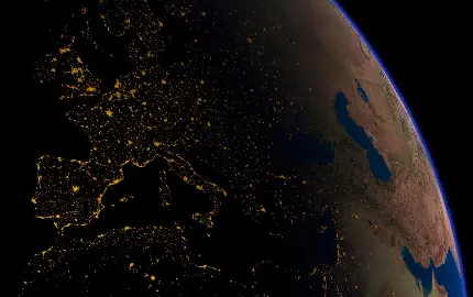 عکس از نمای خاص از کره زمین در شب با کیفیت فول اچ دی