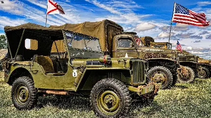 دانلود تصویر چند ماشین جیپ آمریکایی جنگی در کنار هم