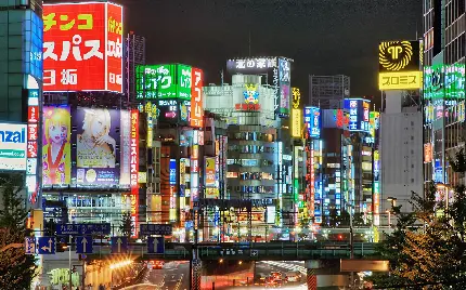 بک گراند ساختماهای بلند شهر توکیو و تابلوهای تبلیغاتی با کیفیت HD