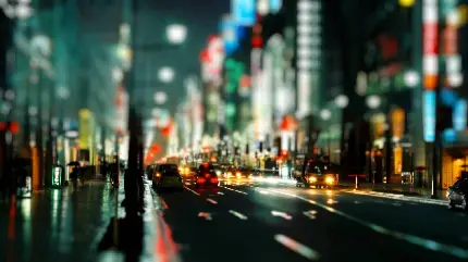 بک گراند زیبا در دل شهر توکیو با چراغ خودرو و خط کشی خیابان با کیفیت FULL HD