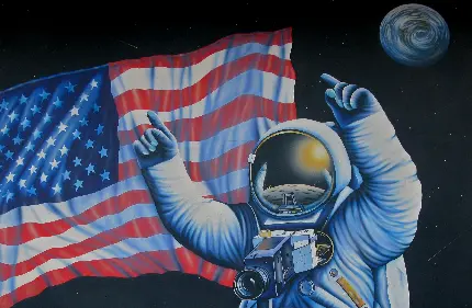 عکس فضانورد ناسا و کشور آمریکا به صورت کارتونی و انیمیشنی