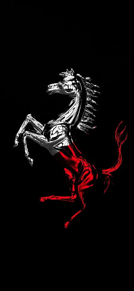 تصویر پروفایل لوگو فراری اسب سرکش آهنین با دو رنگ سفید و قرمز با کیفیت اصلی