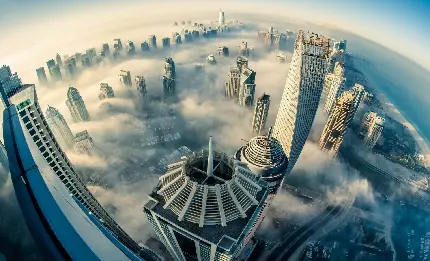 عکس زمینه آسمان خراش های شهر دبی در امارات متحده عربی