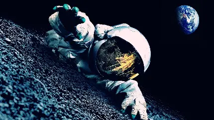 عکس فانتزی فضانورد ناسا در حال سقوط به کره زمین