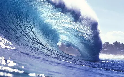 عکس پس زمینه چشم انداز دیدنی از موج اقیانوس