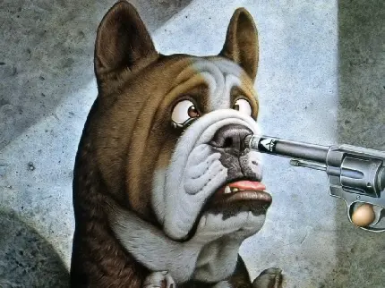 تصویر جالب و کارتونی سگ با تفنگ