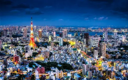 عکس مدرن ترین شهر دنیا در سرزمین آفتاب و برج مخابراتی معروف توکیو واقع در پارک شیبا
