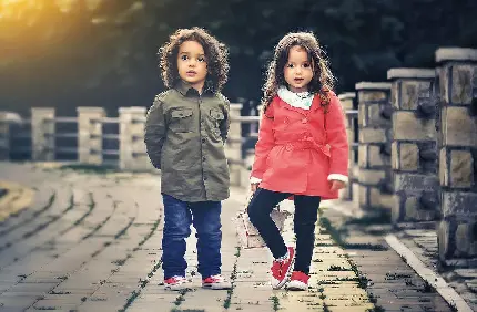 تصویر مدل لباس ترکیب دختر و پسر با رنگهای جذاب با کیفیت خوب