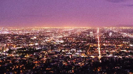 عکس زمینه مرکز شهر لس آنجلس با مناطق مسکونی گسترده و وسیع