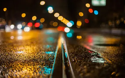 عکس جاده بارانی در شب با کیفیت HD