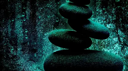 عکس زمینه سنگ روی سنگ چیده شده در داخل آکواریوم با کیفیت HD