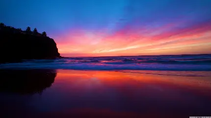 دانلود والپیپر ساحل غروب آفتاب برای تصویر زمینه انواع گوشی موبایل