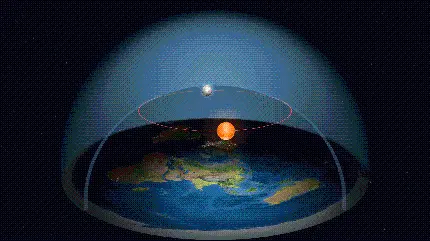 دانلود والپیپر فانتزی زمین تخت با حبابک جالب اطرافش و حضور ماه و خورشید برای ویندوز 11