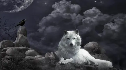 والپیپر زیبا از گرگ سفید تنها برای دسکتاپ