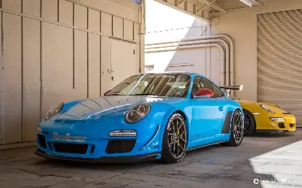 چاپ پوستر عکس ماشین پورشه 911 GT3 برای پروفایل با رنگ خاص و جذاب آبی