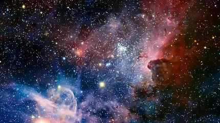 عکس زمینه کهکشان ابر ماژلانی بزرگ با ترکیب رنگهای بسیار