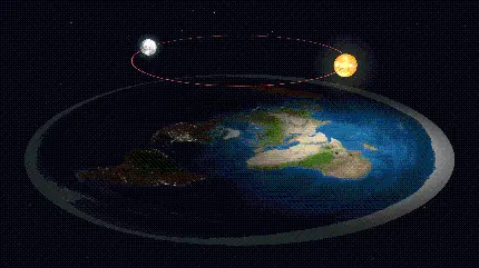 ناب ترین تصویر گرافیکی کره زمین تخت با حضور دوار خورشید ماه