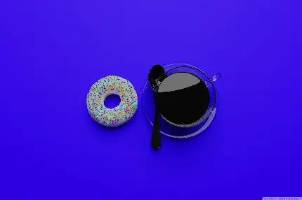 تصویر دونات و قهوه به صورت سه بعدی