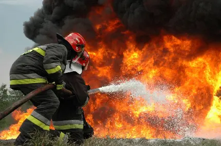 تصویر فول اچ دی شعله های آتش و قهرمانانی به نام آتش نشان
