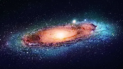 بکگراند دسکتاپ کهکشان راه شیری با اجرام آسمانی متنوع دور آن برای ویندوز