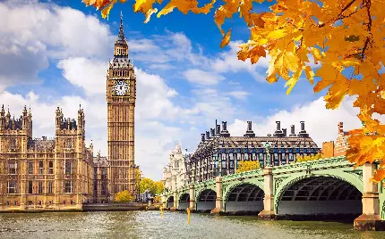 تصویر زمینه شهر زیبای لندن با ساختمان های قدیمی با کیفیت بالا