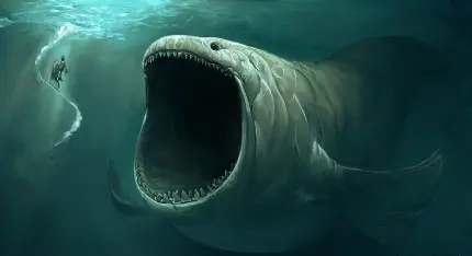 انیمیشن عکس ماهی بزرگ کف اقیانوس در حال شکار