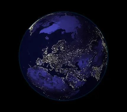 عکس دیدنی کره کامل زمین در شب برای پس زمینه لپتاپ