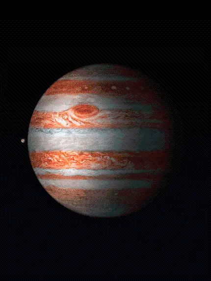 تصویر نارنجی و طوسی سیاره مشتری در آسمان