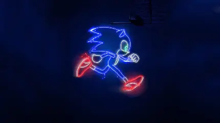 عکس نئونی سونیک Sonic خارپشت آبی با پس زمینه تیره