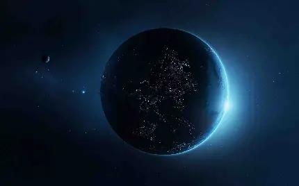 تصویر دیجیتالی درخشان از کره زمین در شب با کیفیت HD
