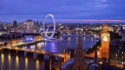 عکس زمینه رودخانه تایمز و خیابان و برج ساعت لندن