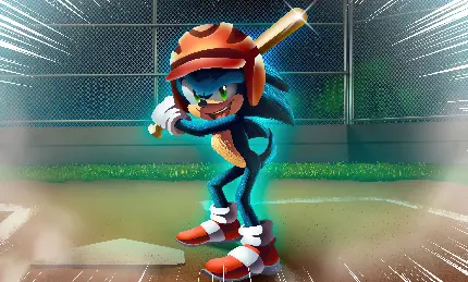 عکس خفن سونیک Sonic خارپشت آبی در حال بیسبال بازی کردن