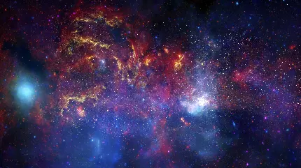 دانلود والپیپر کهکشان و سیارات فضا برای پس زمینه کامپیوتر