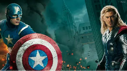 والپیپر کاپیتان آمریکا و ثور در فیلم اونجرز برای دوست داران مارول