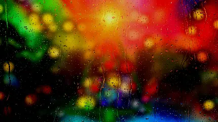 پس زمینه 11K رنگارنگ قطره های باران بر روی شیشه برای دسکتاپ
