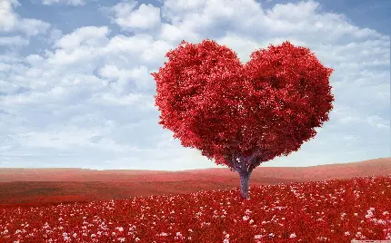تصویر زمینه از درخت زیبایی به شکل قلب برای ولنتاین
